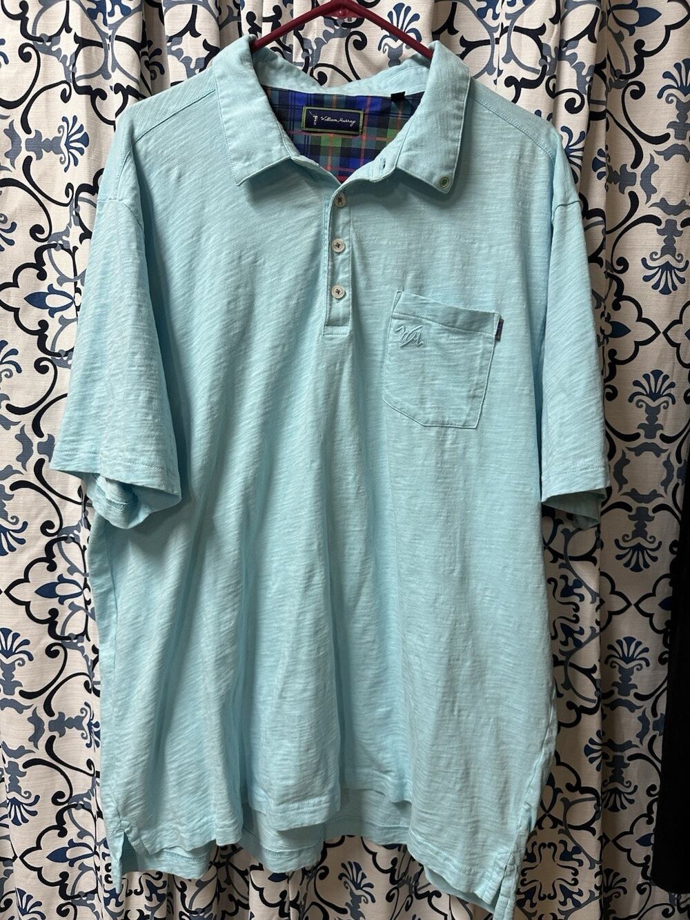 William Murray Men’s Light Blue Cotton Golf Polo Shirt Pocket SZ 2XL XXL